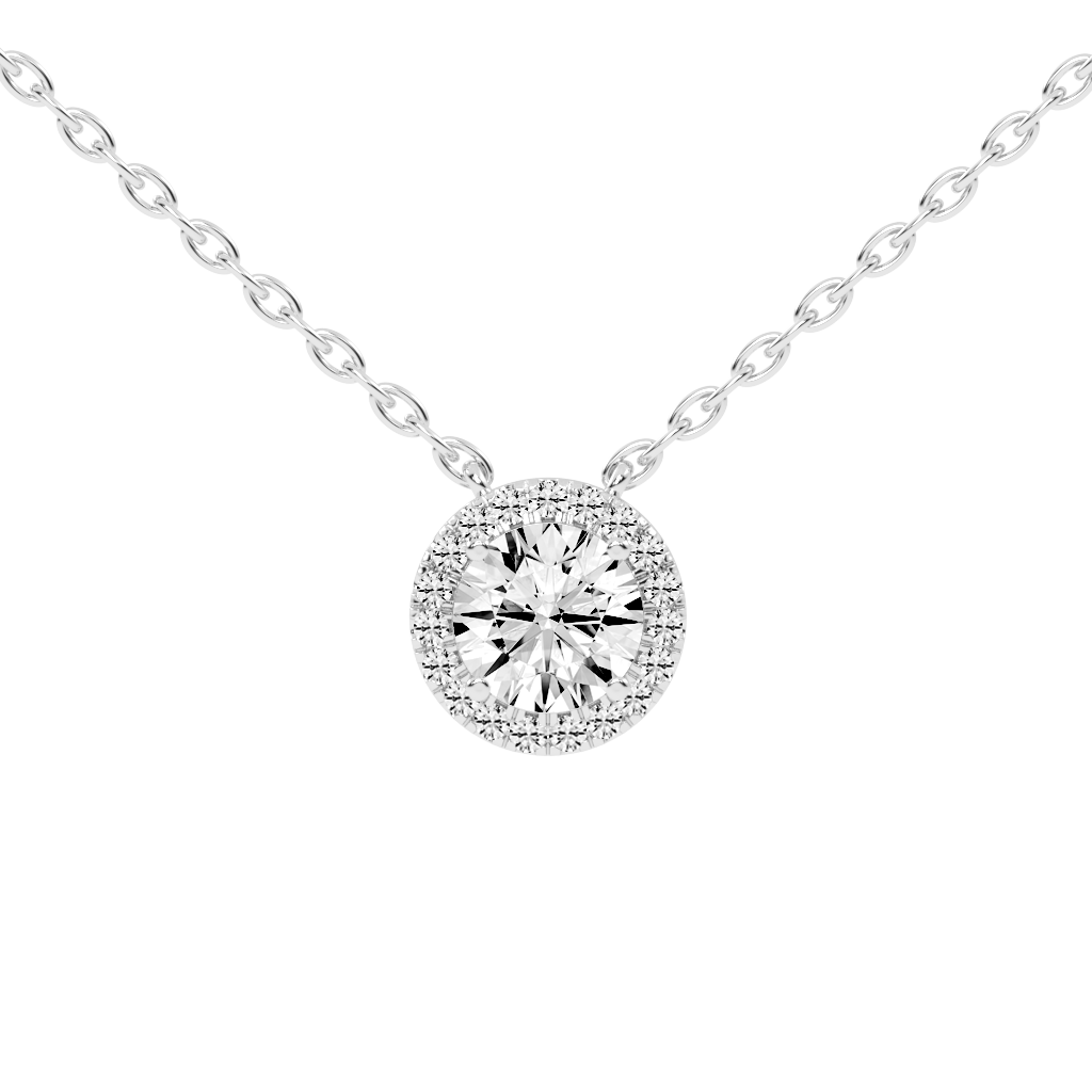 Fancy Halo Round Cut 2.38 Cttw Lab Grown Diamond Pendant