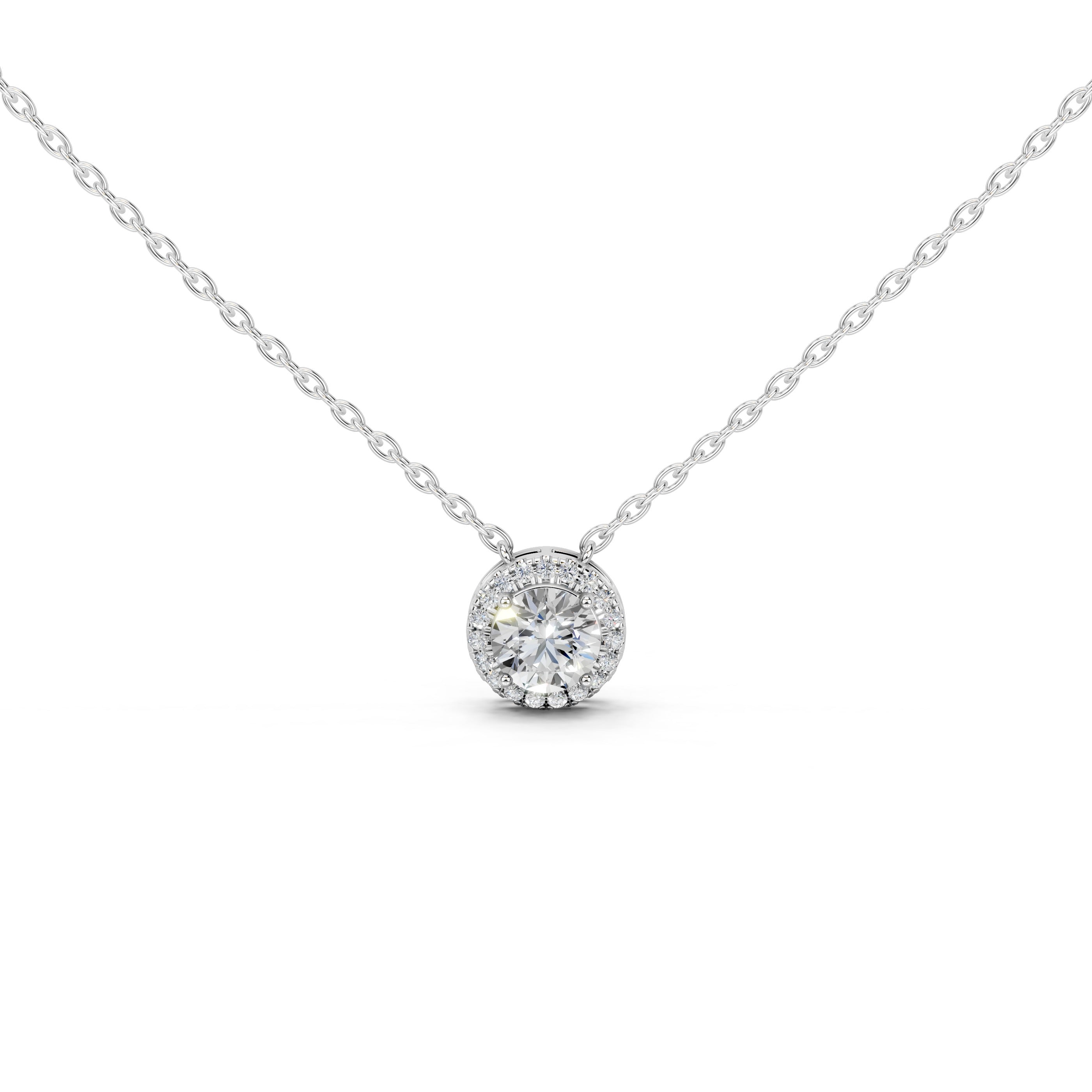 Fancy Halo Round Cut 2.38 Cttw Lab Grown Diamond Pendant