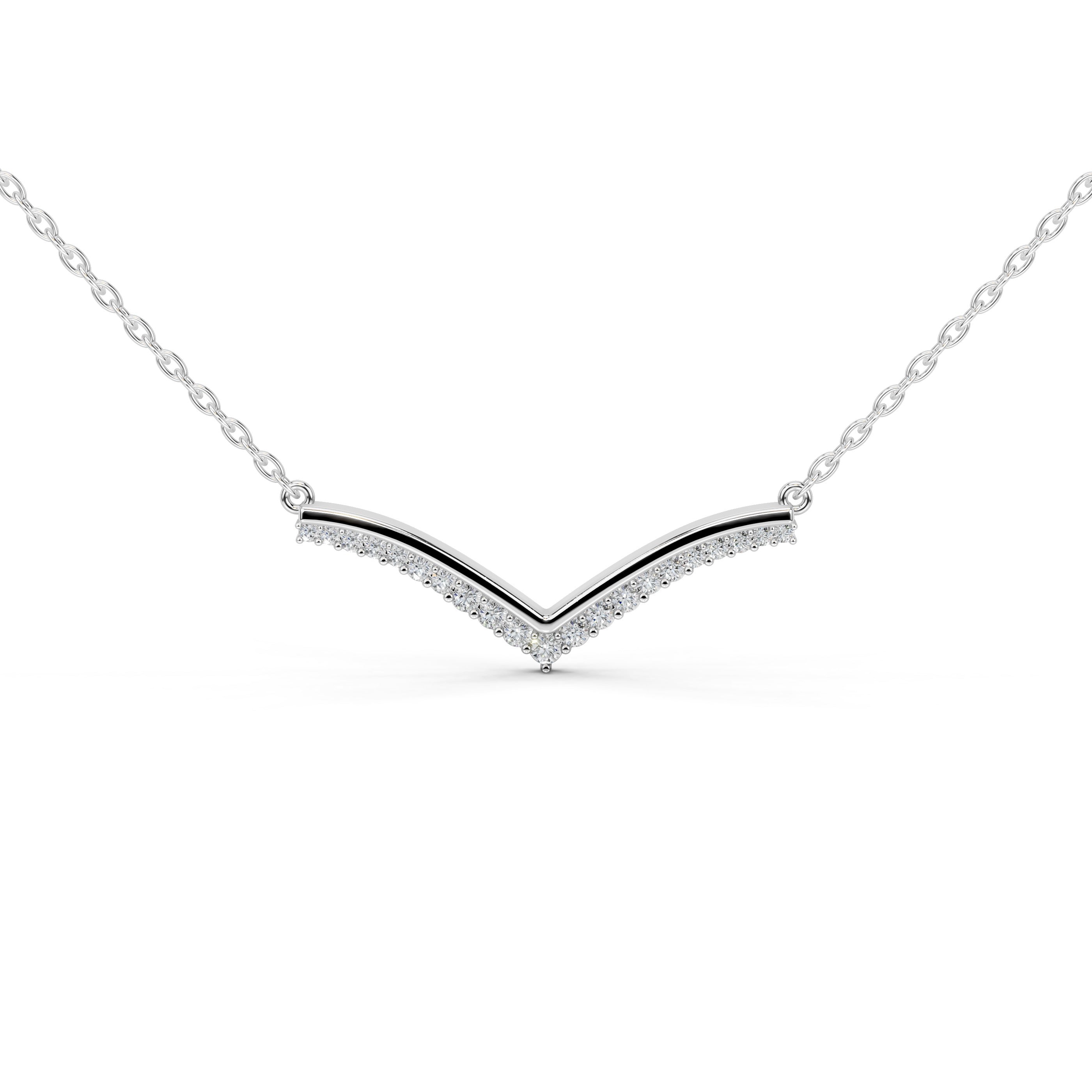 V shaped Round Cut 0.72 Cttw Lab Grown Diamond Bar Pendant