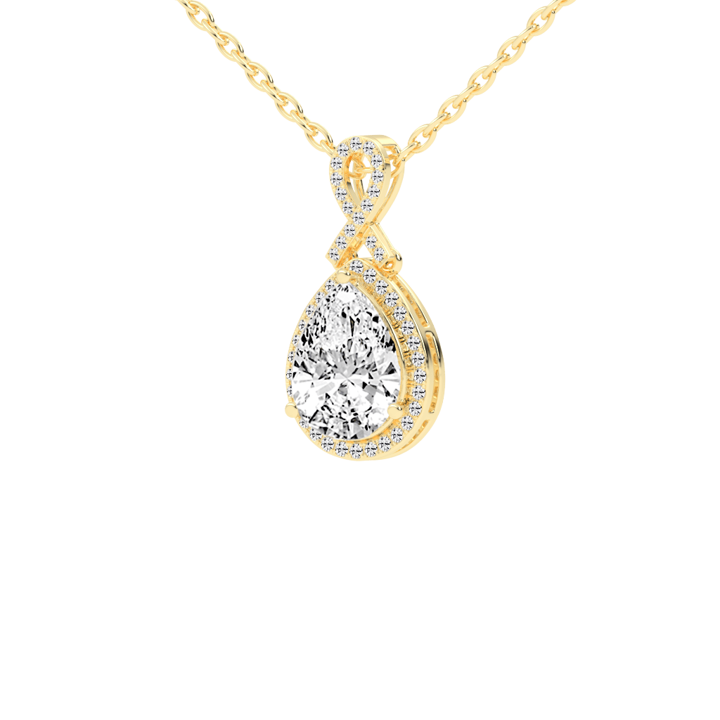 Halo Pear Cut Teardrop 4.18 Cttw Lab Grown Diamond Pendant