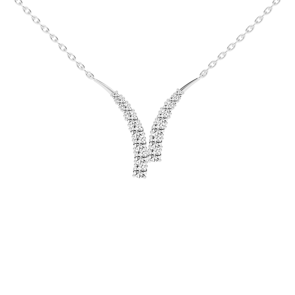 Fancy V shaped Round Cut 1.80 Cttw Lab Grown Diamond Pendant