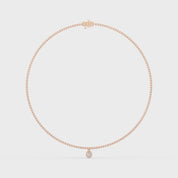 Pear Cut Halo Lab Grown Diamond Tennis Necklace