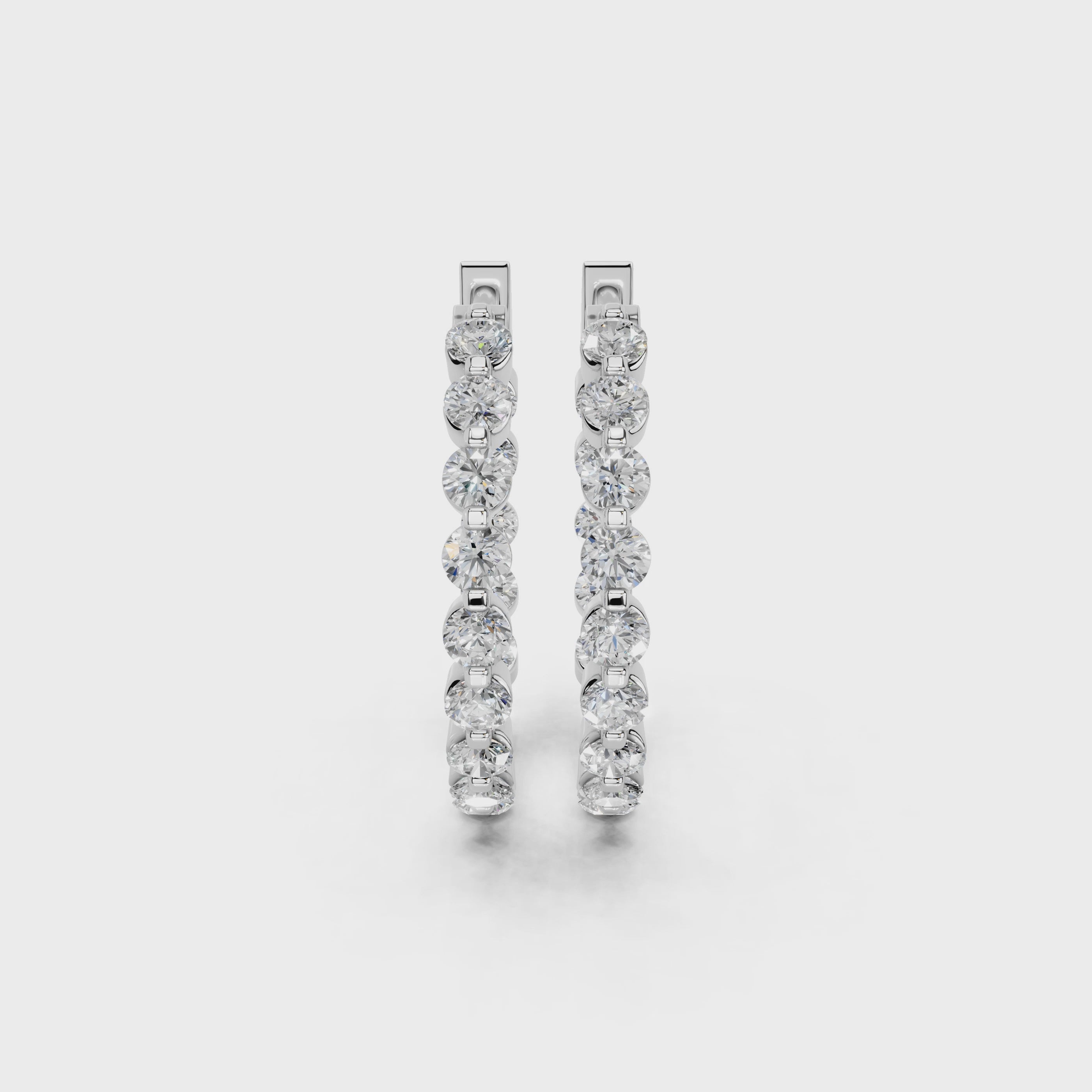 Fancy Hoop Inside out Round Cut 2.34 Cttw Lab Grown Diamond Earrings