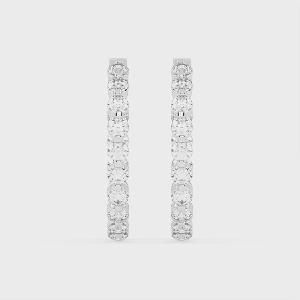 Fancy Hoop Inside out Round Cut 2.34 Cttw Lab Grown Diamond Earrings