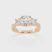 Round Cut Three Stone Lab Grown Diamond Engagement Ring