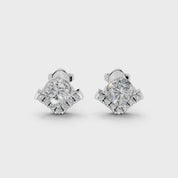 Four prong round 1.16 cttw lab grown diamond studs with side stones