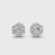 Hexagonal Halo round 2.52 cttw lab grown diamond studs