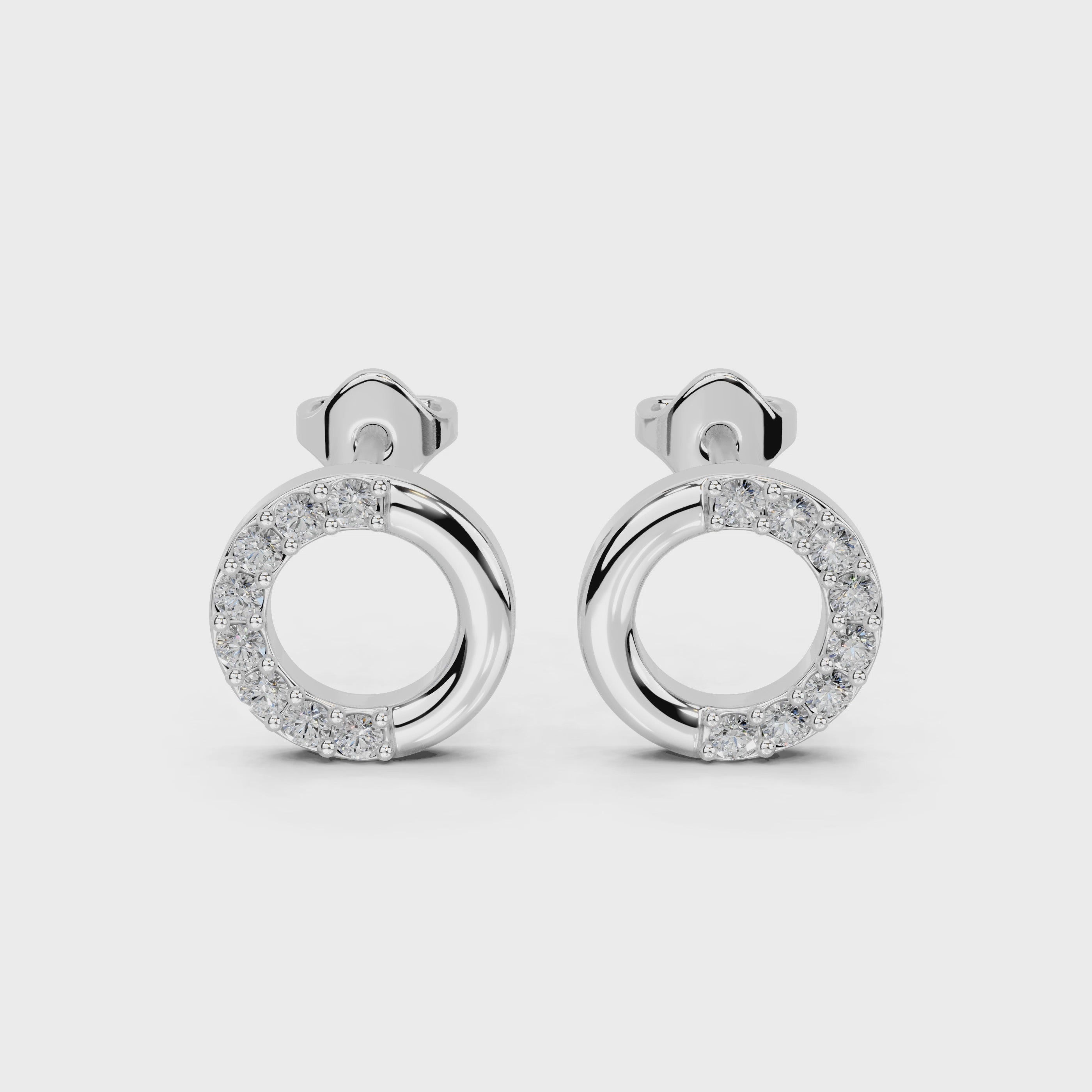 Open Circle pave Round Cut 0.29 Cttw Lab Grown Diamond Earrings