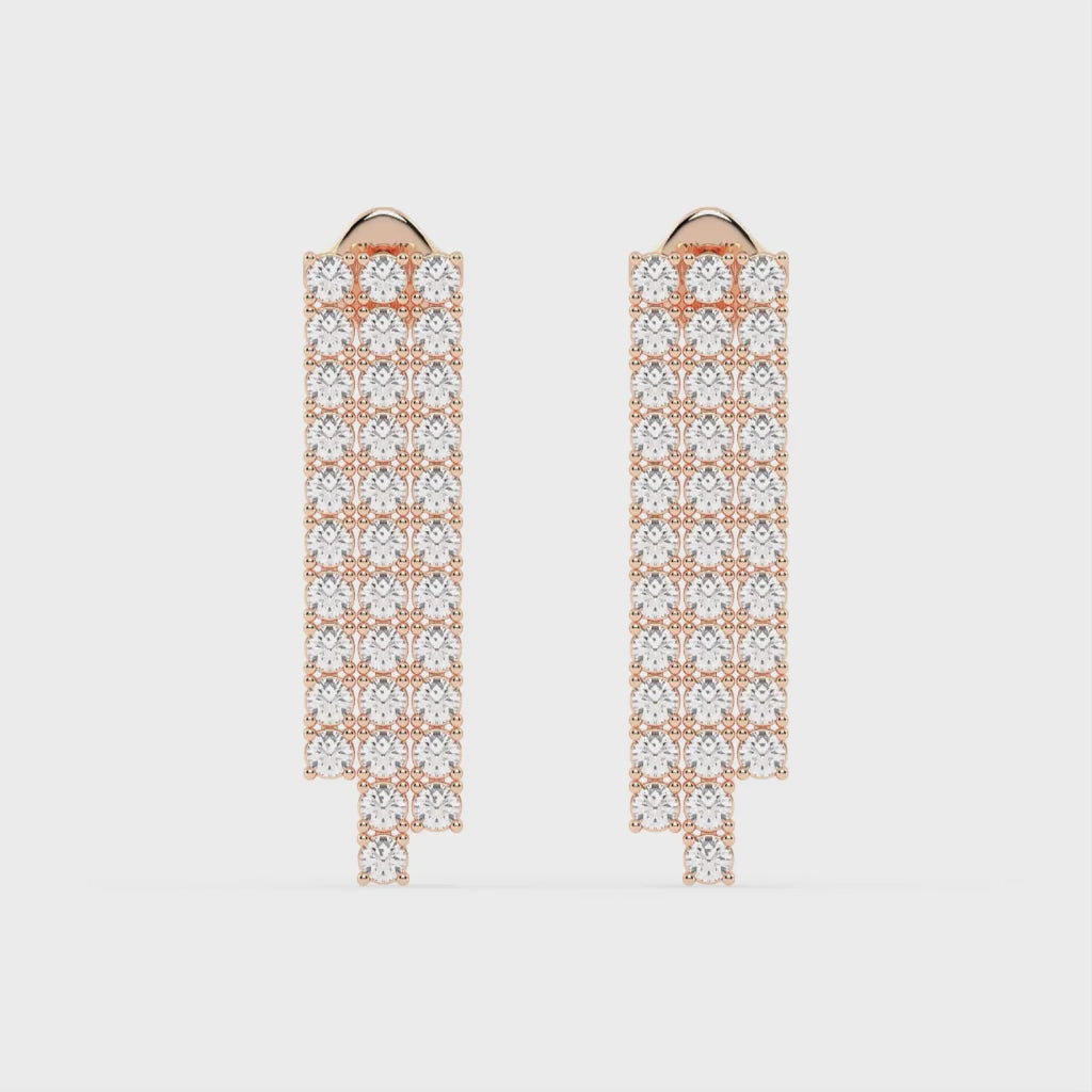 Dangle Drop round cut 2.31 Cttw Lab Grown Diamond Earrings