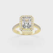 Radiant Cut Pave Setting Halo  Lab Grown Diamond Engagement Ring