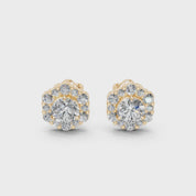 Hexagonal Halo round 2.52 cttw lab grown diamond studs