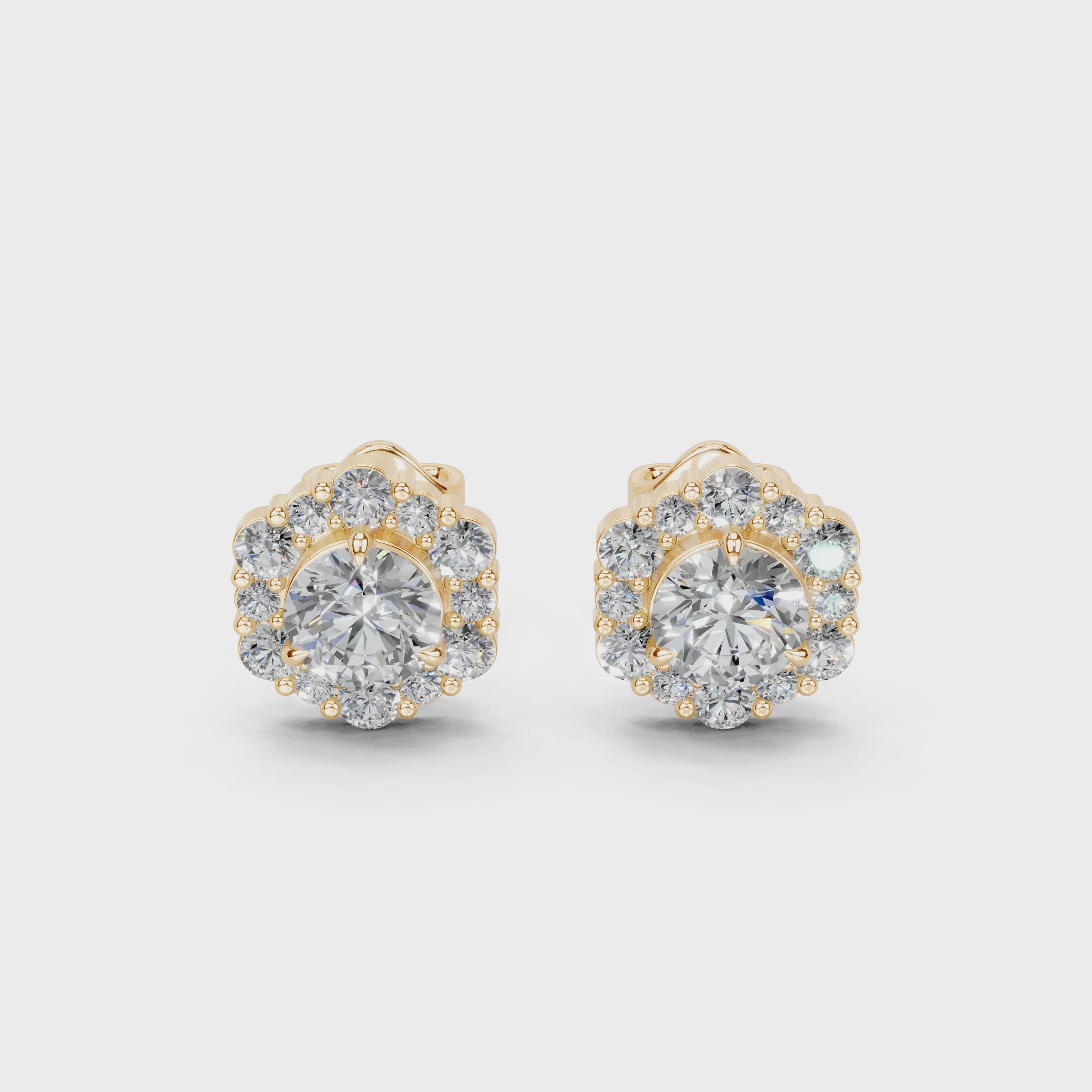 Hexagonal Halo round 2.52 cttw lab grown diamond studs