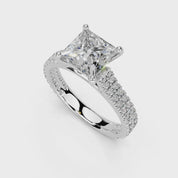 Princess Cut Double Pave Lab Grown Diamond Engagement Ring