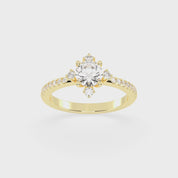 Pave Lab Grown Diamond Engagement Ring with Round Cut Center Stone