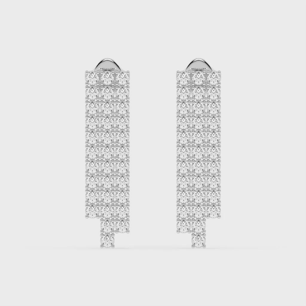 Dangle Drop round cut 2.31 Cttw Lab Grown Diamond Earrings