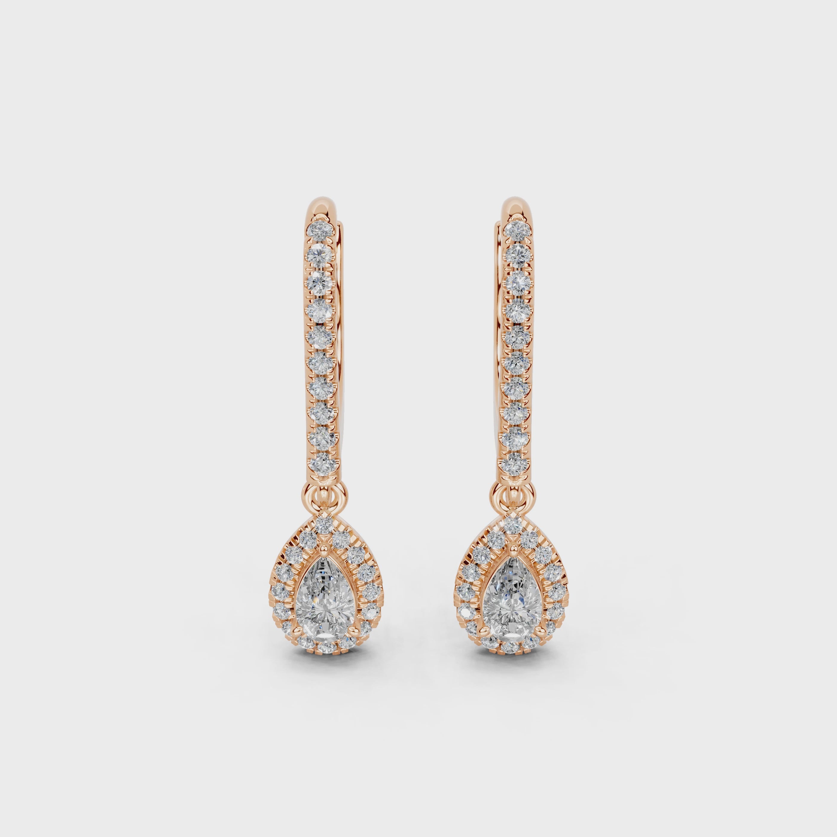 Dangle Earring Teardrop Halo 0.83 Cttw Lab Grown Diamond Earrings