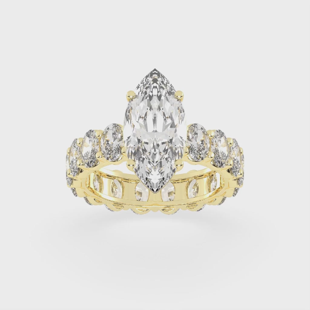 Marquise Cut Fancy Lab Grown Diamond Engagement Ring