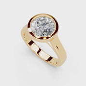 Round Cut Bezel Setting Lab Grown Diamond Engagement Ring