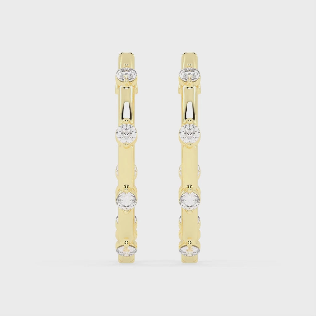 Hoop round Cut 0.72 Cttw Lab Grown Diamond Earrings