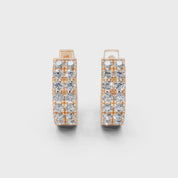 Double pave huggies 0.56 cttw lab grown diamond studs