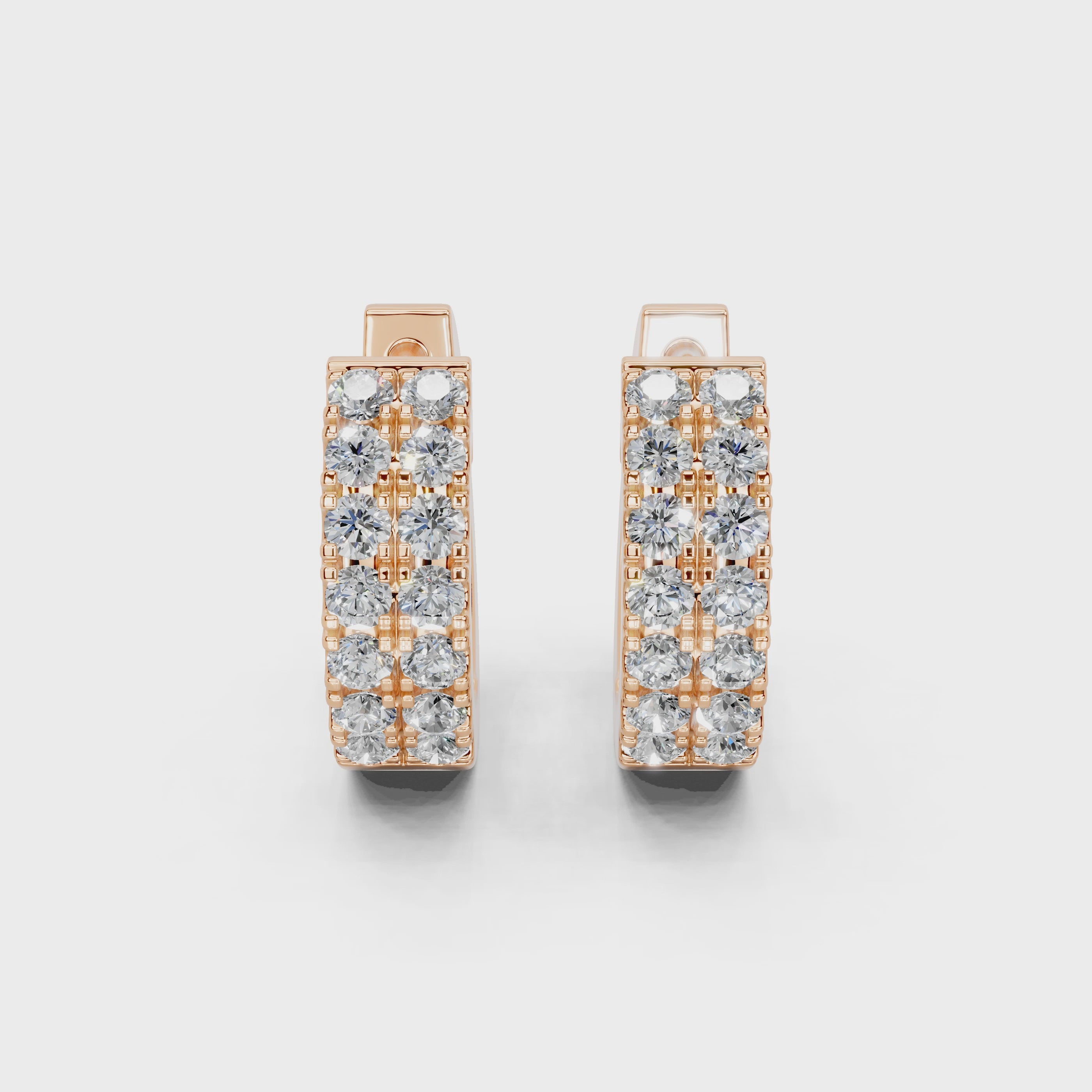 Double pave huggies 0.56 cttw lab grown diamond studs