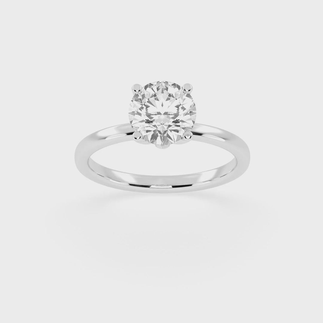 Round Cut Floral  Solitaire Lab Grown Diamond Engagement Ring (2 mm width)