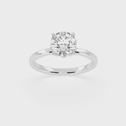 Round Cut Floral  Solitaire Lab Grown Diamond Engagement Ring (2 mm width)