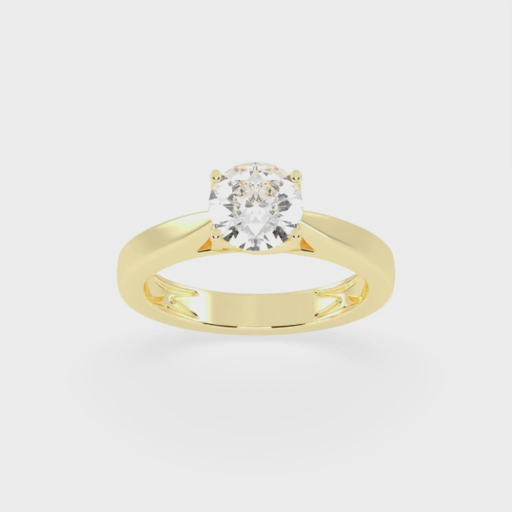 Round Cut Petal-shaped Solitaire Lab Grown Diamond Engagement Ring (3.5 mm width)