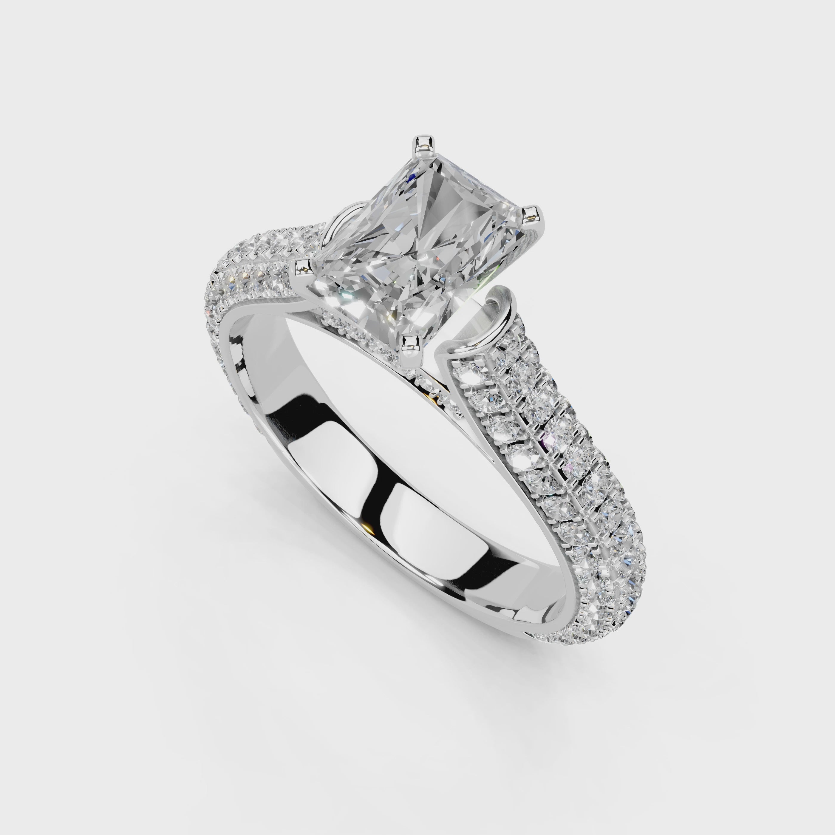 Radiant Cut with Hidden Stones Double Pave Lab Grown Diamond Engagement Ring