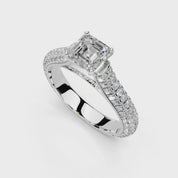 Asscher Cut with Hidden Stones Double Pave Lab Grown Diamond Engagement Ring