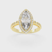 Marquise Cut Halo Lab Grown Diamond Engagement Ring