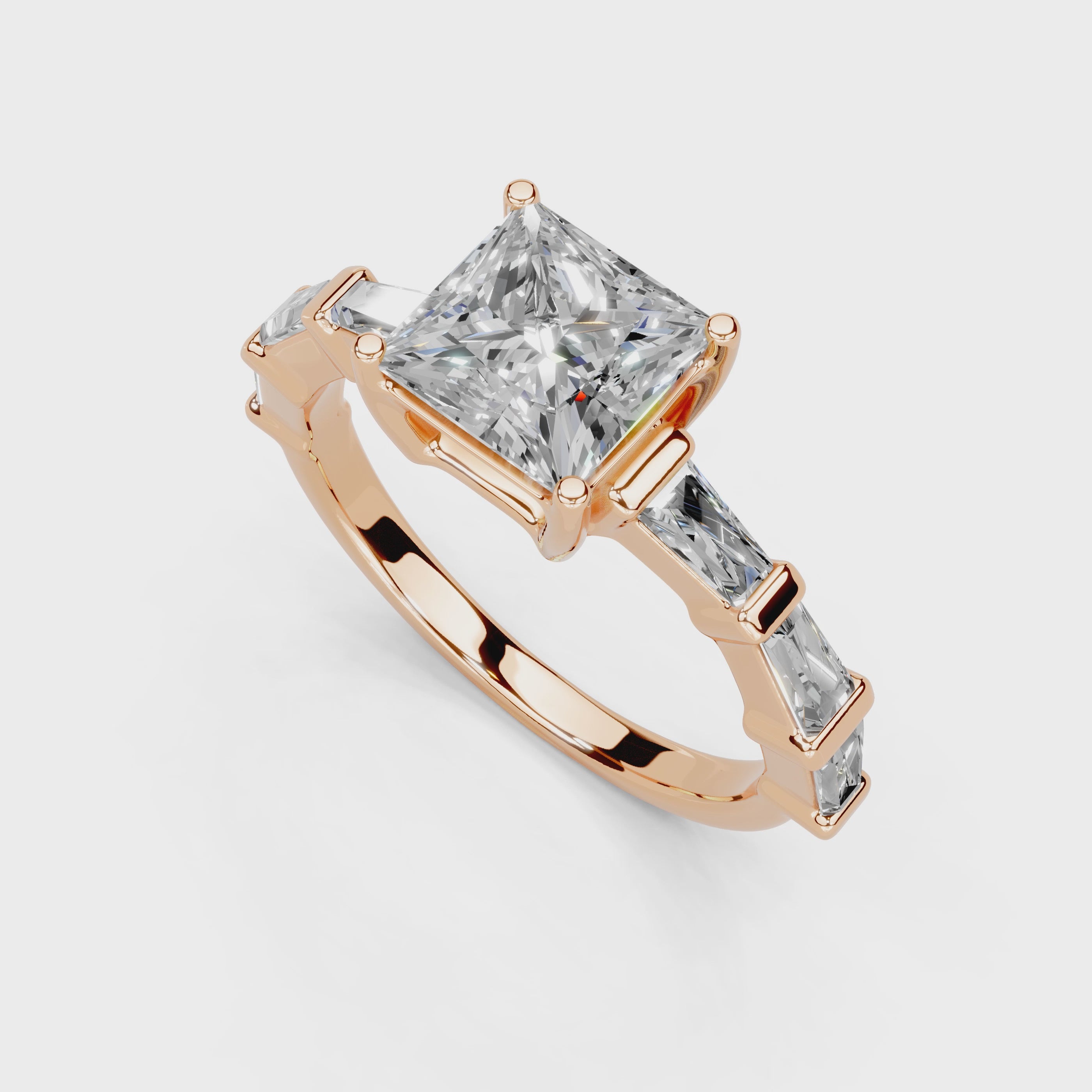 Princess Cut Fancy Lab Grown Diamond Engagement Ring