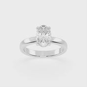 Oval Cut Square Prongs Solitaire Lab Grown Diamond Engagement Ring (3mm width)