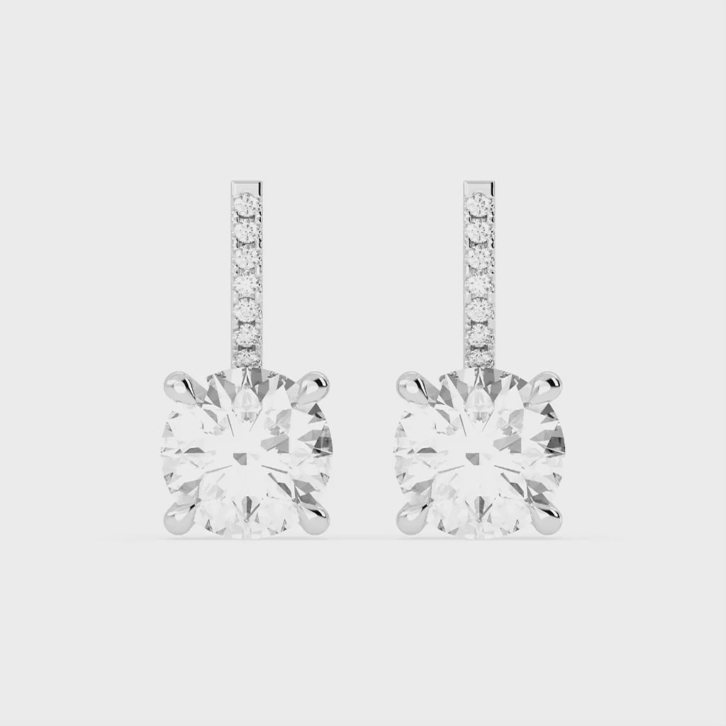 Fancy Hoop with Solitaire Round Cut 6.11 Cttw Lab Grown Diamond Earrings