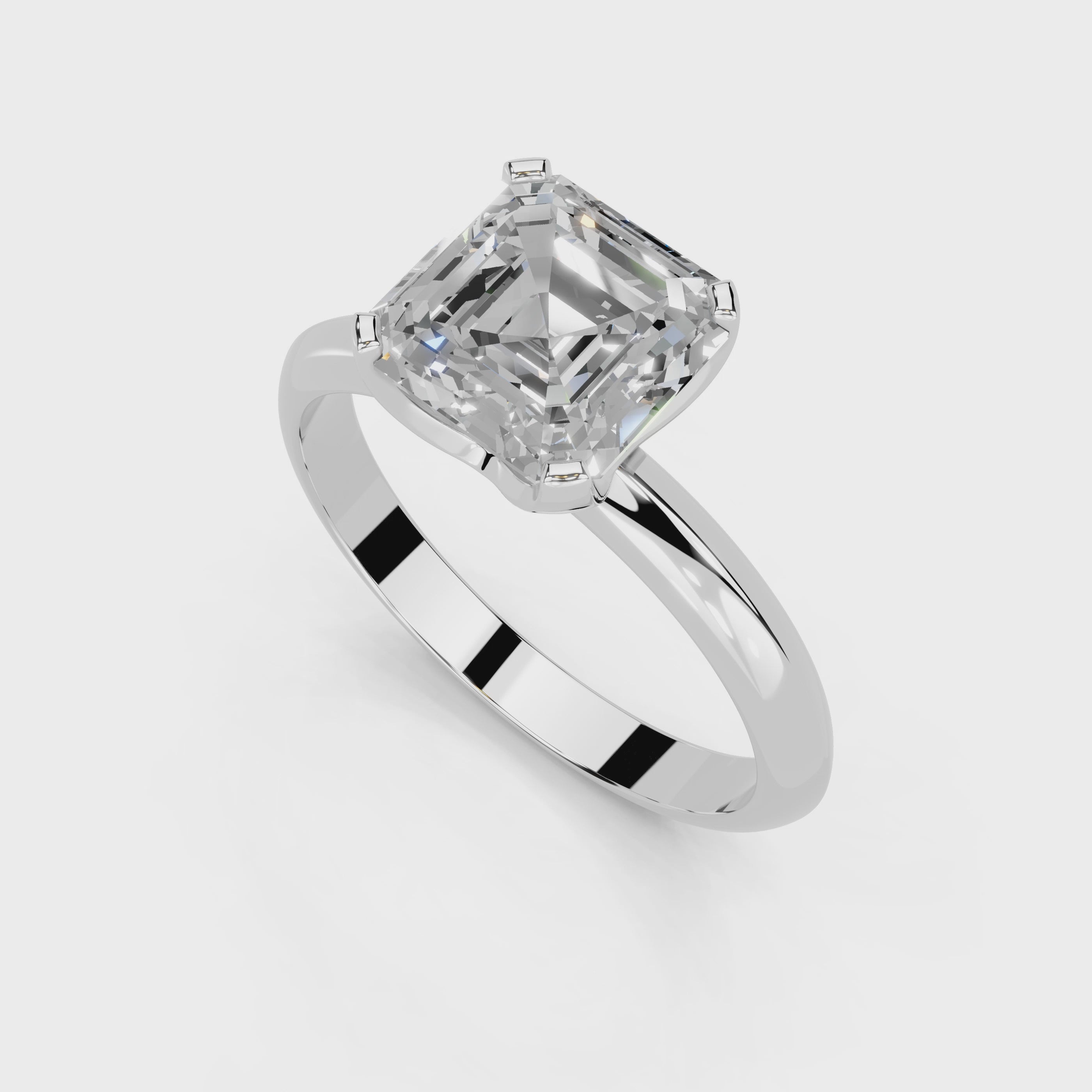 Asscher Cut Knife Edge Solitaire Lab Grown Diamond Engagement Ring (1.5-2mm width)