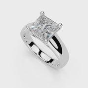 Princess Cut Wide Band  Solitaire Lab Grown Diamond Engagement Ring (3.5 mm width)