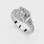 Pave Lab Grown Diamond Engagement Ring with Cushion Center Stone