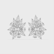 Flower Style Marquise and Pear cut 4.64 Cttw Lab Grown Diamond Earrings