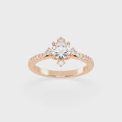 Pave Lab Grown Diamond Engagement Ring with Round Cut Center Stone