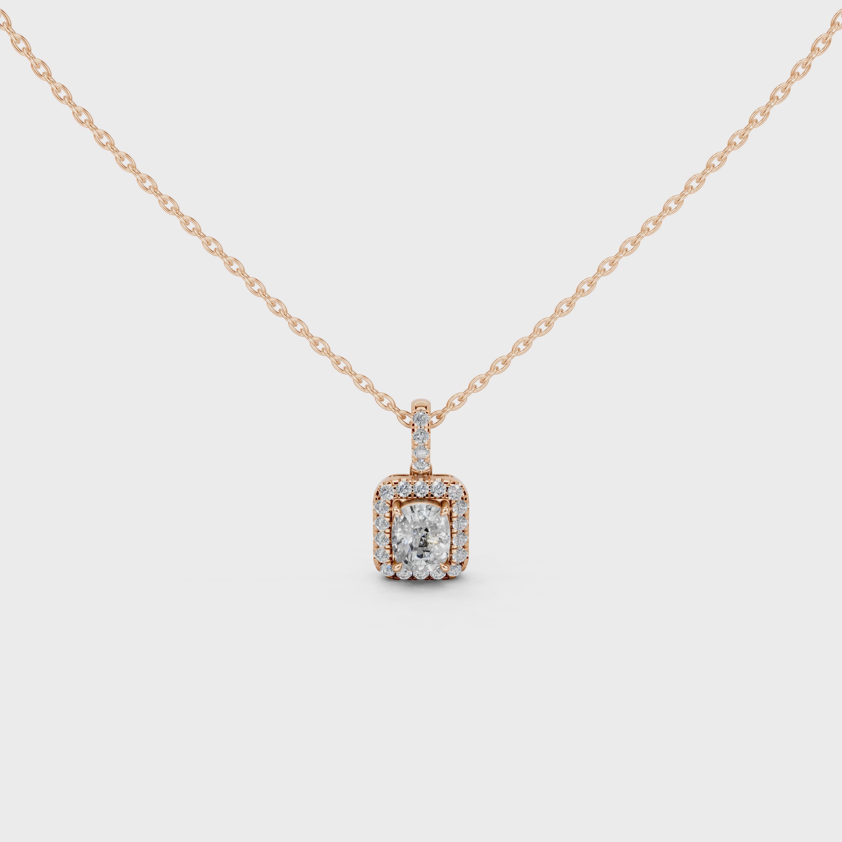 Halo Square Cushion Lab Grown Diamond Pendant