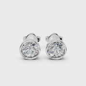 Bezel set round Diamond Studs (14K White Gold, 1 CT Total Weight)