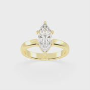 Marquise Cut Square Prongs Solitaire Lab Grown Diamond Engagement Ring (3mm width)