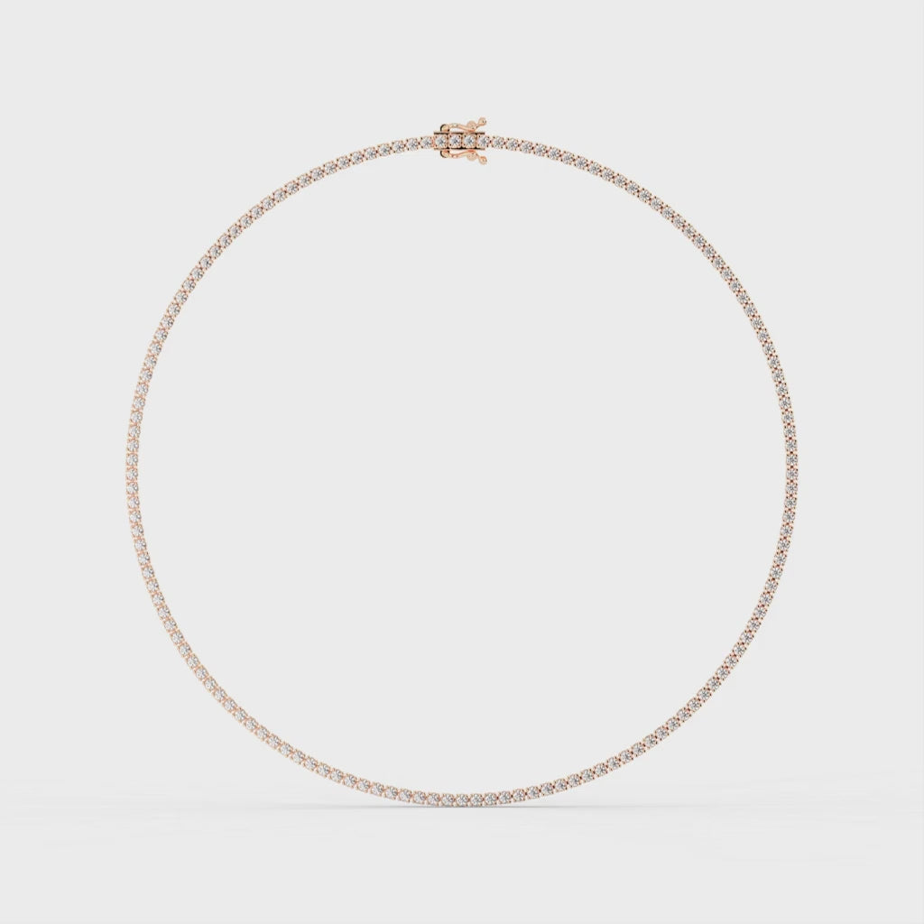 Round Cut Lab Grown Diamond Tennis Necklace