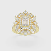 Emerald Cut Fancy Lab Grown Diamond Engagement Ring