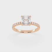 Asscher Cut Hidden Halo Pave  Lab Grown Diamond Engagement Ring