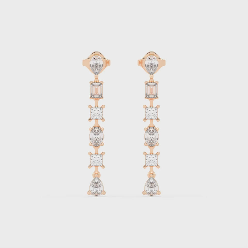 Long Drop Multishape 2.14 Cttw Lab Grown Diamond Earrings