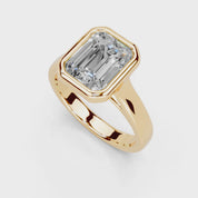 Emerald Cut Bezel Setting Lab Grown Diamond Engagement Ring