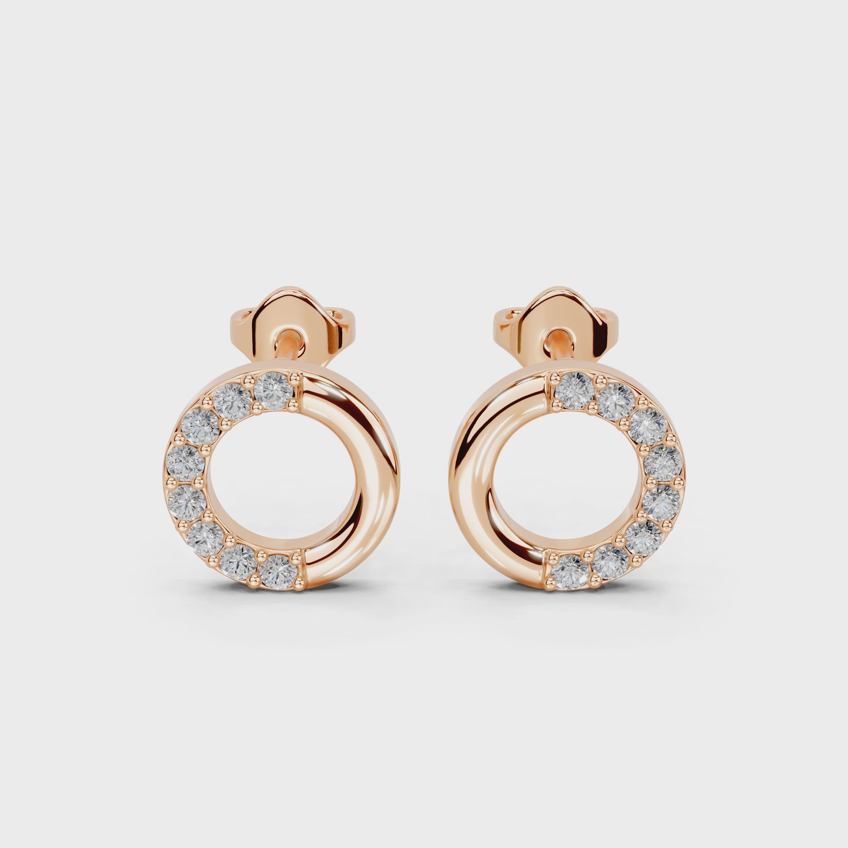 Open Circle pave Round Cut 0.29 Cttw Lab Grown Diamond Earrings