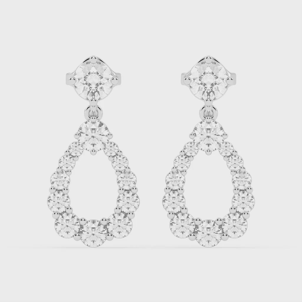 Solitaire Teardrop Round Cut 3.26 Cttw Lab Grown Diamond Earrings