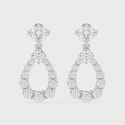 Solitaire Teardrop Round Cut 3.26 Cttw Lab Grown Diamond Earrings